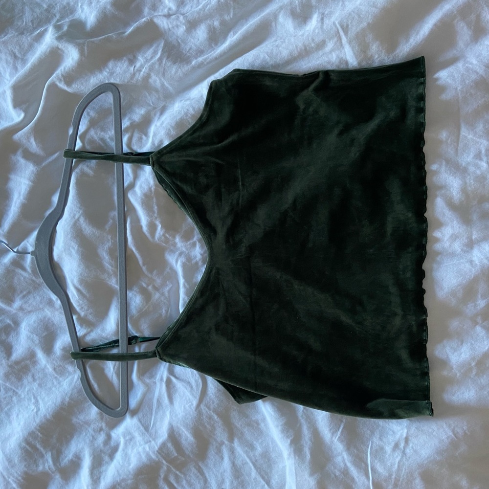Green Velvet Crop Top